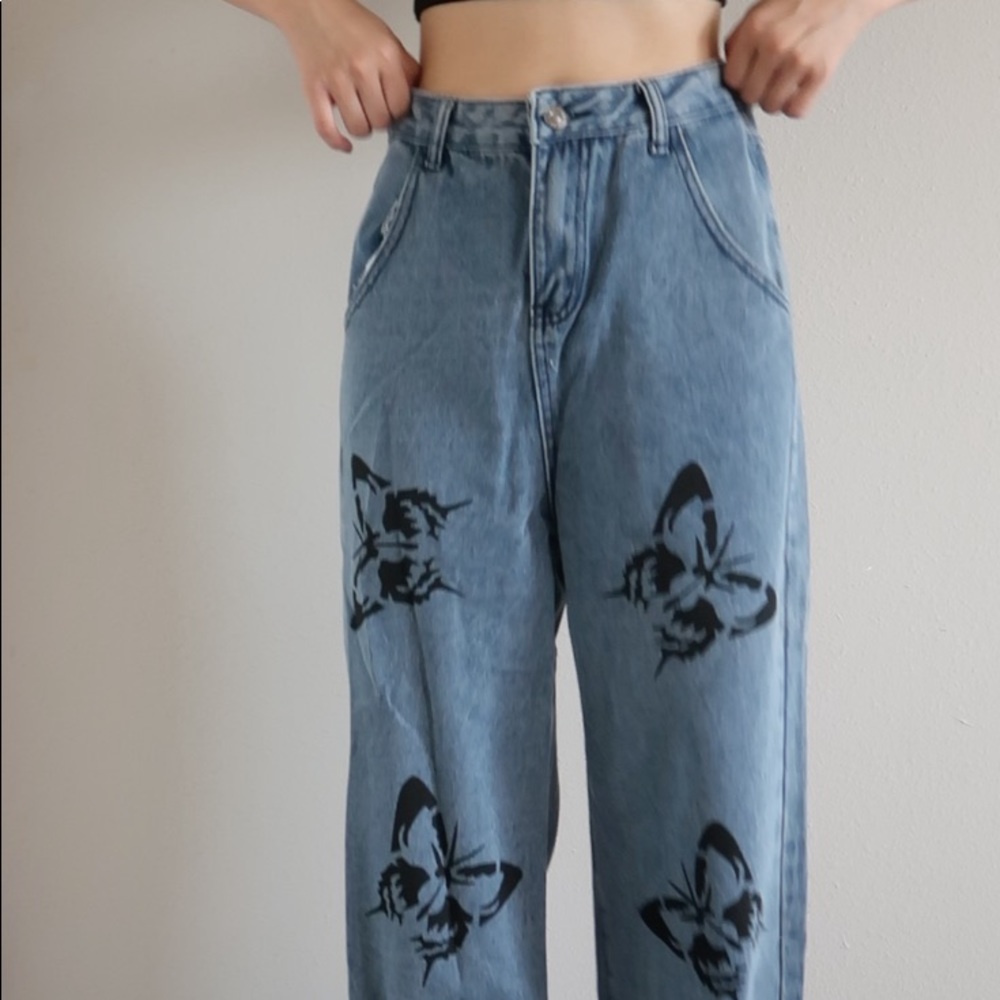 Cute butterfly jeans
